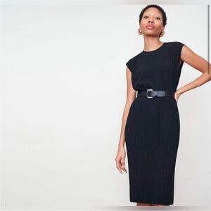 MM Lafleur Doris black striped shift dress Large